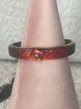 Handcrafted Red-Orange Dichroic Glass cuff bracelet